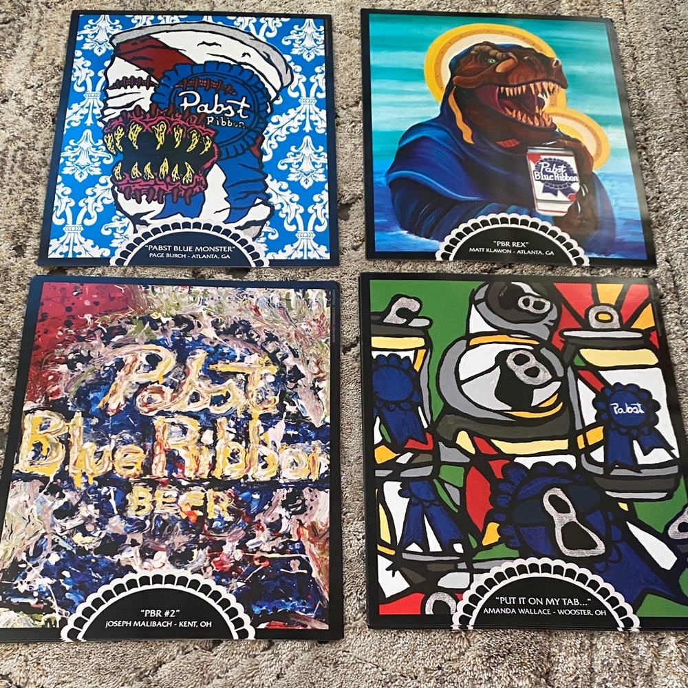 PABST BLUE RIBBON RARE BEER POSTER 2009 SET OF 4 - Art Collection NEW! - Picture 7 of 15